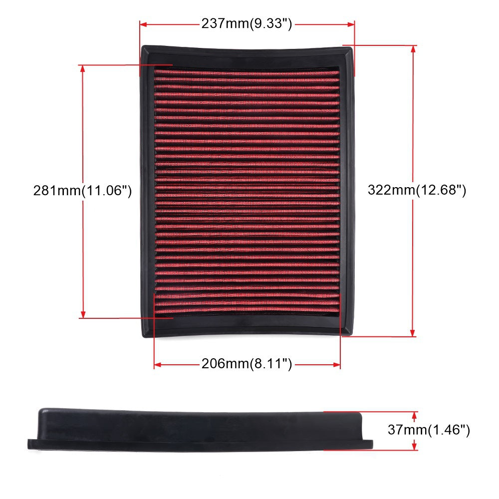 High-Flow Flat Air Filter — Universal Fit for VW, Toyota, BMW, Honda & More