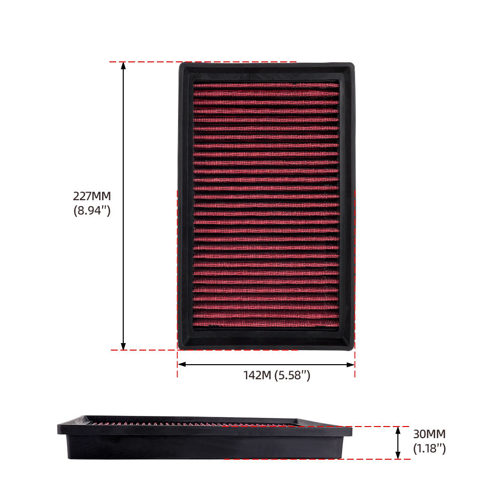 High-Flow Flat Air Filter — Universal Fit for VW, Toyota, BMW, Honda & More