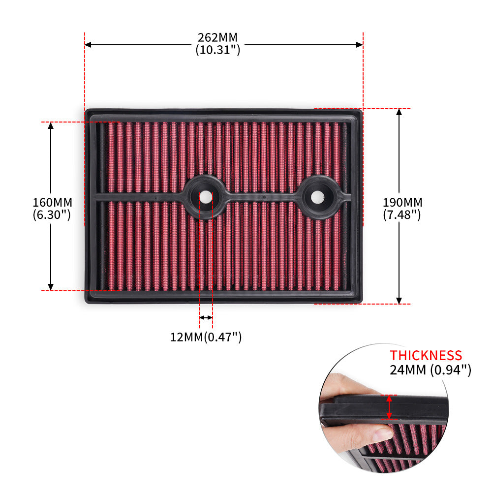 High-Flow Flat Air Filter — Universal Fit for VW, Toyota, BMW, Honda & More