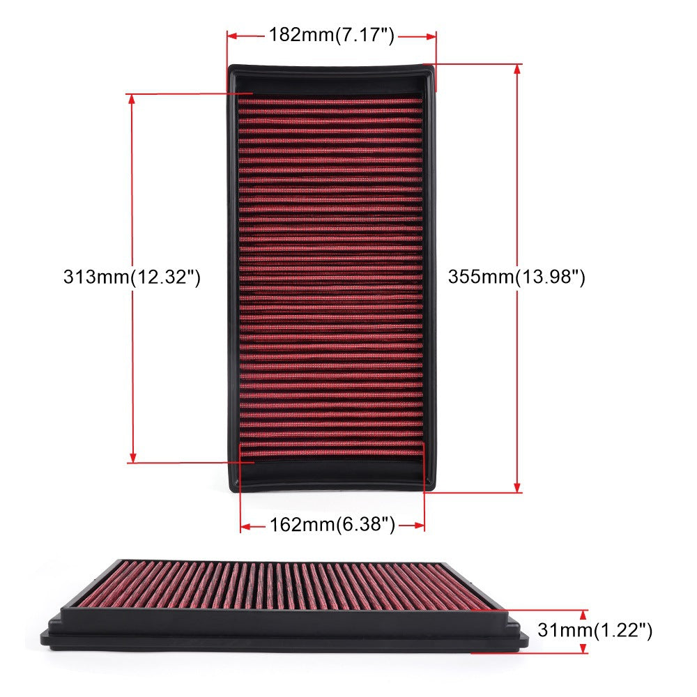 High-Flow Flat Air Filter — Universal Fit for VW, Toyota, BMW, Honda & More