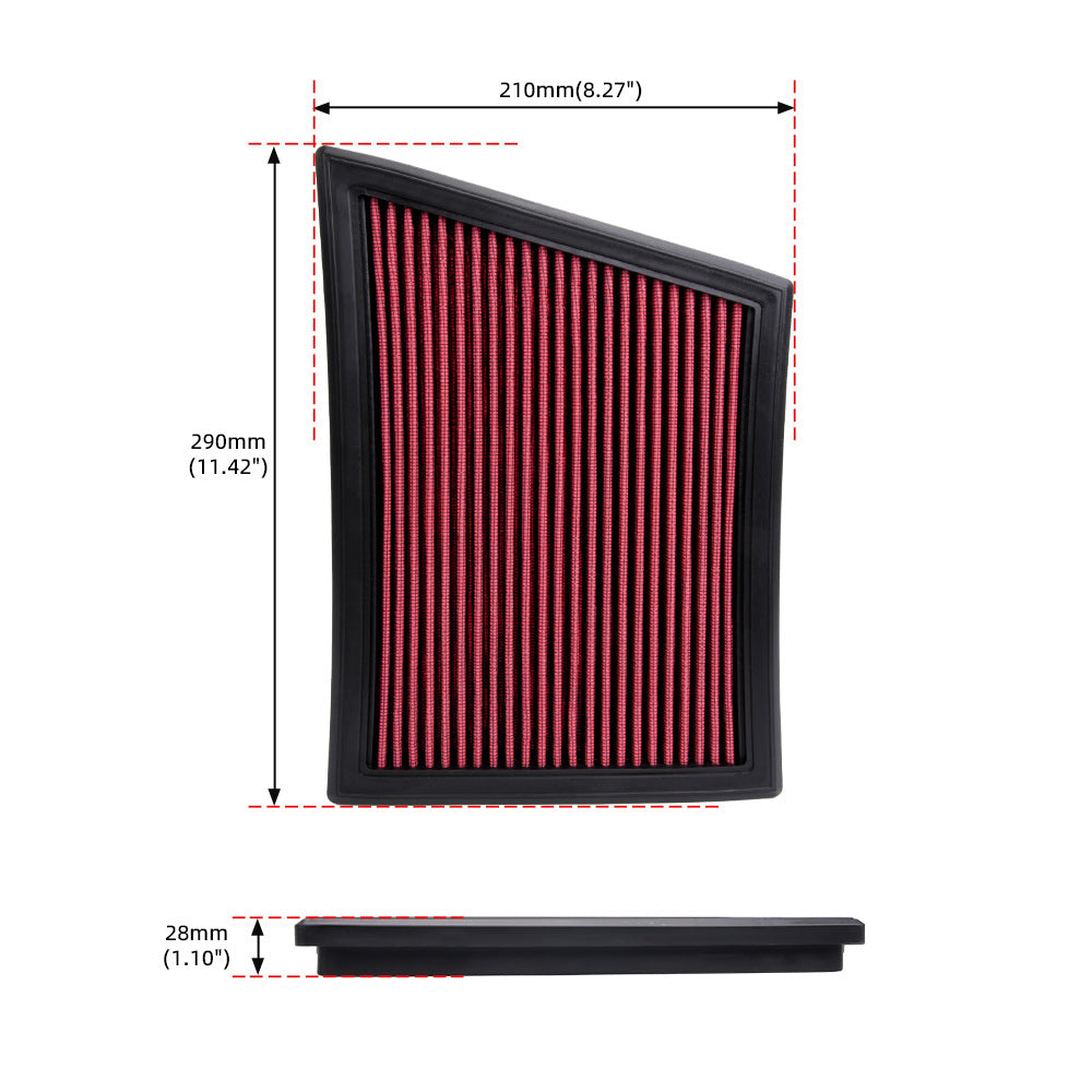High-Flow Flat Air Filter — Universal Fit for VW, Toyota, BMW, Honda & More