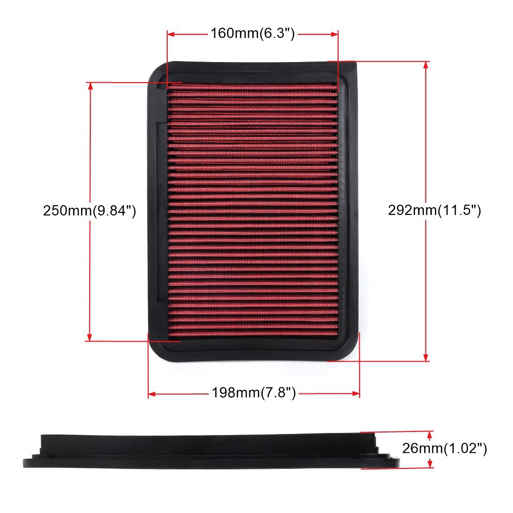 High-Flow Flat Air Filter — Universal Fit for VW, Toyota, BMW, Honda & More