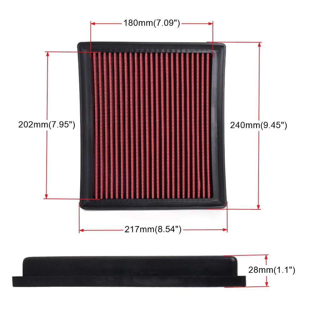High-Flow Flat Air Filter — Universal Fit for VW, Toyota, BMW, Honda & More